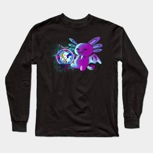 Vampire Axolotl Bat Crystal Ball Halloween Trick Or Treat Graphic Illustration Novelty Long Sleeve T-Shirt